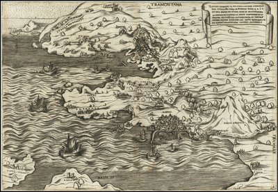 Antonio Salamanca 1538 Il Vero Disegnio In Sui Propio Luogho Ritratto Del In Felice Paese Di Posuolo Quale E. M. 60 et del Monte di Nuovo Nato In Mare Et In Terra , , , 29 de Setenbre 1538 door Antonio Salamanca