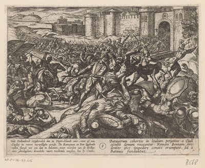 De Romeinen worden verslagen door de Nederlandse troepen te Bonn door Antonio Tempesta