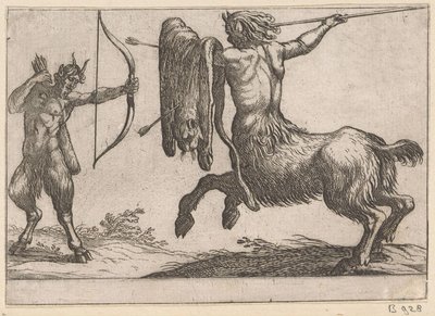 Een centaur een sater aanvallend (series title: Vechtende dieren) door Antonio Tempesta