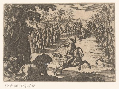 Jacht op leeuwen door Antonio Tempesta