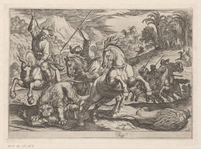 Jacht op leeuwen door Antonio Tempesta