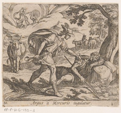 Mercurius doodt Argus, Argus a Mercurio iugulatur, Metamorphoseon sive transformationum, Metamorfosen van Ovidius door Antonio Tempesta
