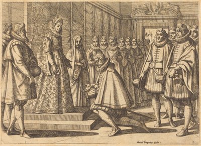 Filips van Spanje ten overstaan van Margaretha van Oostenrijk door Antonio Tempesta
