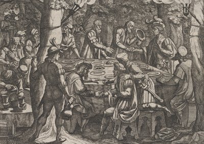 Plaat 4: Civilis vertelt de Nederlandse ouderlingen dat ze als slaven worden behandeld door de Romeinen, 1611 door Antonio Tempesta