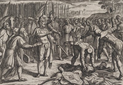 Plaat 7: Duitse Gezanten Bezoeken Civilis, uit De Oorlog van de Romeinen Tegen de Bataven Ro... door Antonio Tempesta