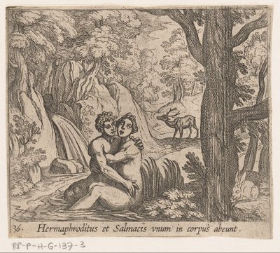 Salmacis en Hermaphroditus door Antonio Tempesta