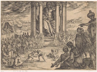 Standbeeld van Jupiter in Olympia door Antonio Tempesta