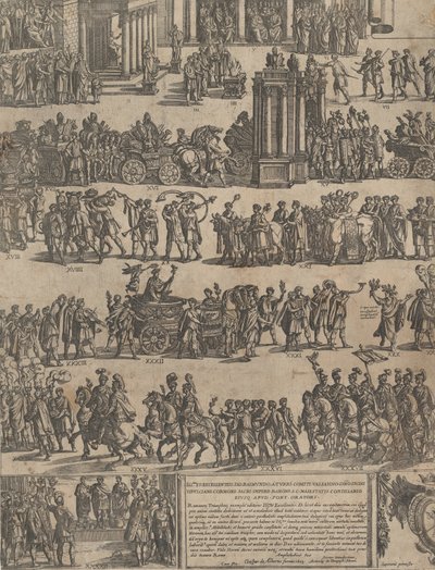 Triomf van een Romeinse keizer (linkerkant) door Antonio Tempesta