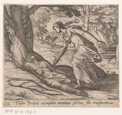 Zelfmoord van Thisbe door Antonio Tempesta
