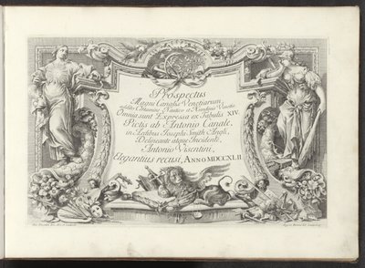 Titelprent met cartouche met Wijsheid en Kracht door Antonio Visentini