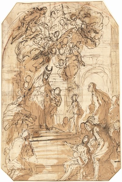 Presentatie van de Maagd in de tempel [recto] door Antonio Zanchi