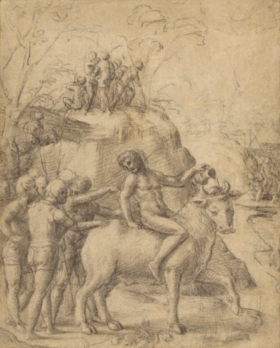 Correggio - Een man op een stier en andere figuren, 83.GB.344 door Antonio da Correggio