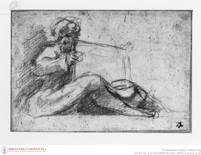 Correggio - Zittende figuur met boek, obj08025393 door Antonio da Correggio
