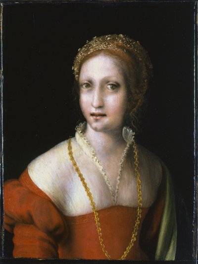 Italiaans: Portret van een jonge vrouw Portret van een jong meisje door Antonio da Correggio