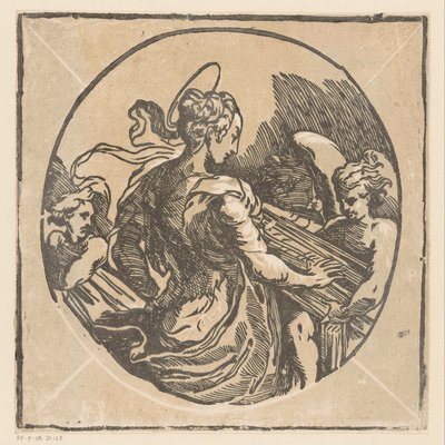 Heilige Cecilia musicerend door Antonio da Trento (possibly)