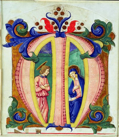 Geïllustreerde initiaal M met de Aankondiging door Antonio di Niccolo di Lorenzo
