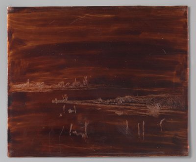 Rivierlandschap met toren door Antoon Derkzen van Angeren