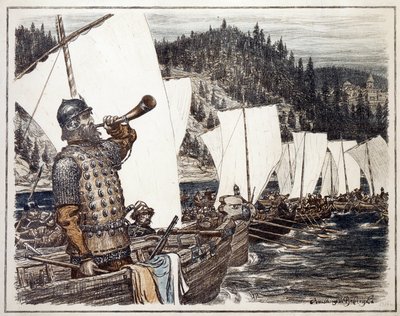 Yermak Timofeyevitch op de Irtysh door Apollinari Mikhailovich Vasnetsov