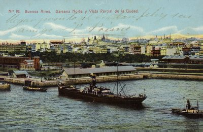 Noorddok en gedeeltelijk uitzicht op de stad, Buenos Aires, Argentinië door Argentinian Photographer