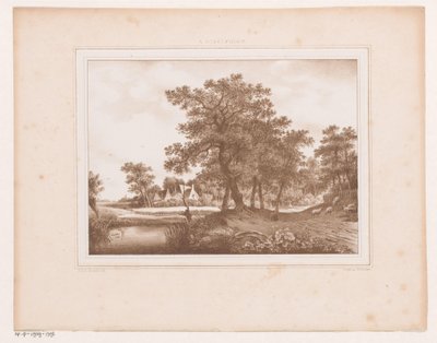 Gezicht op een landweg en een sloot door Arie Ketting de Koningh