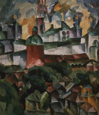 Landschap met het Trinity-Sergius-Klooster, 1920 door Aristarkh Vasilievic Lentulov