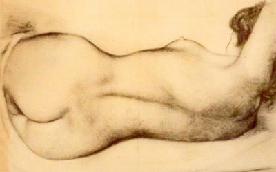 Schets van een liggende naakte vrouw door Aristide Maillol