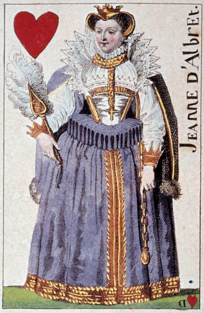 Voorstelling van Koningin Johanna van Albret, moeder van Hendrik IV (detail van een speelkaart) door Armand Gustave Houbigant