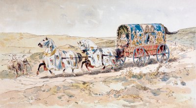 13e-eeuwse door paarden getrokken dameskoets, 1886 door Armand Jean Heins