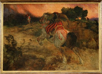 Astolphe vlucht met het hoofd van de reus Orrile -1874 ... (schilderij op doek) door Arnold Böcklin