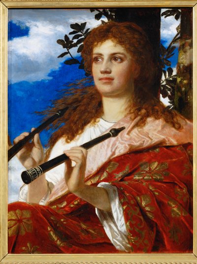 Die Muse des Anakreon - De muze van Anakreon ... (schilderij op doek) door Arnold Böcklin