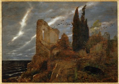 Ruine am Meer - Ruïne aan de kust ... (schilderij op doek) door Arnold Böcklin