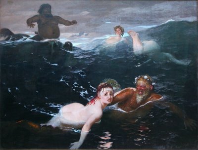 Spelen in de golven door Arnold Böcklin