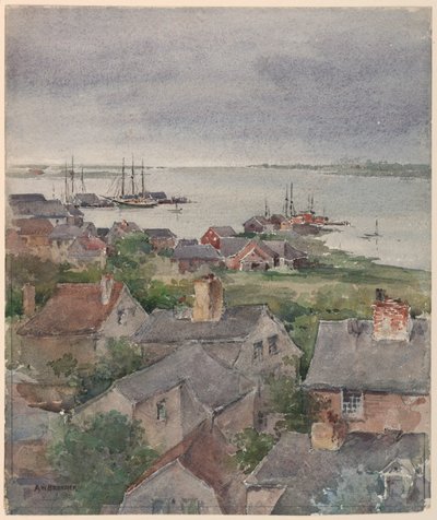 Huizen aan de kust in Nantucket door Arnold William Brunner
