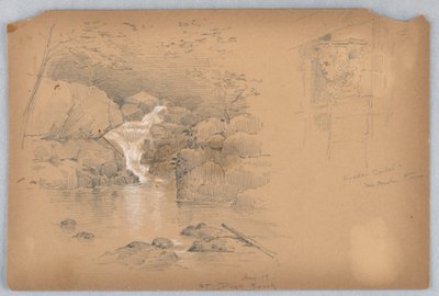 Twee Schetsen, Kraagsteen en Waterval door Arnold William Brunner