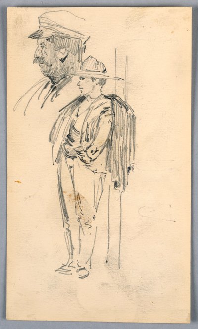 Twee schetsen van mannen door Arnold William Brunner