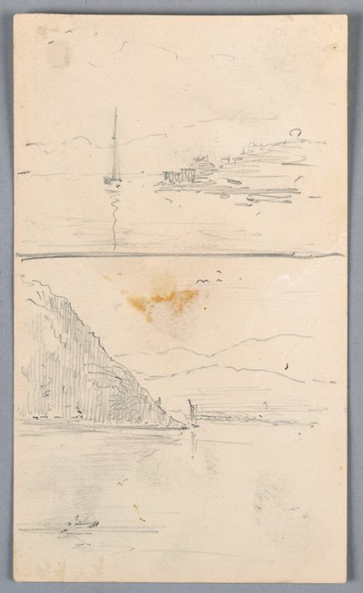 Twee schetsen van bergkammen door Arnold William Brunner