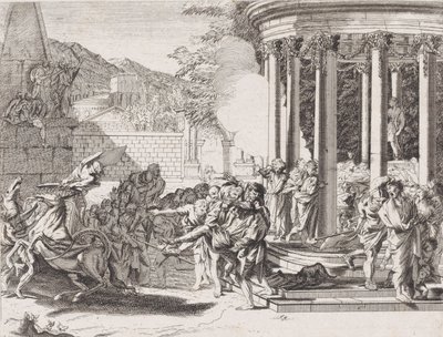 Sinorix wordt uit de tempel gedragen na vergiftiging, 1650-1700 door Arnold van Westerhout.