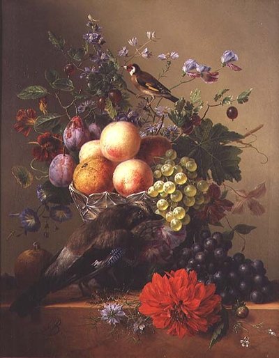 Stilleven met Fruit en Bloemen door Arnoldus Bloemers