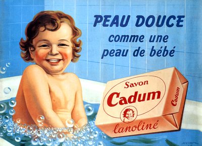 Baby in bad voor Cadum zeep 1958 door Arsene Le Feuvre