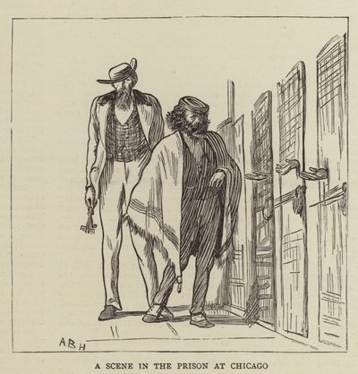 Een scène in de gevangenis van Chicago door Arthur Boyd Houghton