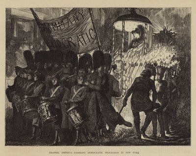 Grafisch Amerika, Tammany Democratische Processie in New York door Arthur Boyd Houghton