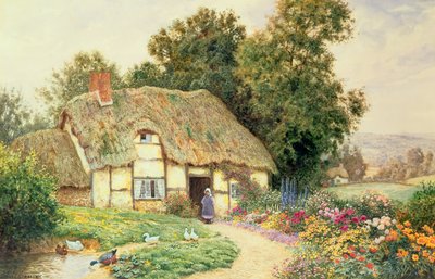 Een Huisje bij een Eendenvijver door Arthur Claude Strachan