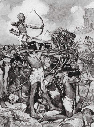 Thothmes III valt de Syriërs aan, XVIIIe Dynastie door Arthur David (after) McCormick