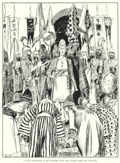 Bekleedde Noureddin met het viziersgewaad en insignes (gravure) door Arthur David McCormick