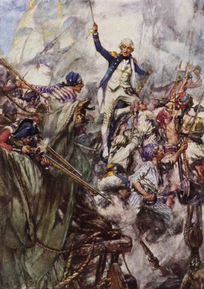Nelson aan boord van de San Josef bij de slag bij Kaap St. Vincent door Arthur David McCormick