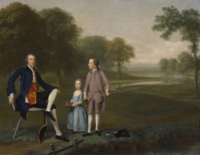 Richard Moretan, Esq. van Tackley met zijn neef en nicht John en Susanna Weyland, 1757 door Arthur Devis
