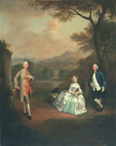 Sir George Lyttelton, Bart., met Lt. Col. Richard Lyttelton, en Rachel, hertogin van Bridgewater, 1748 door Arthur Devis