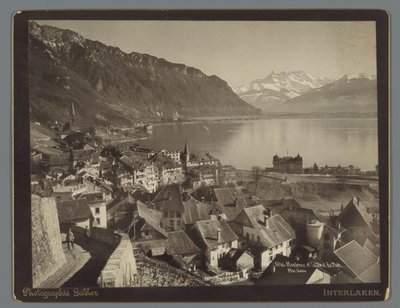 Gezicht op Montreux aan het Meer van Genève (detail) door Arthur Gabler