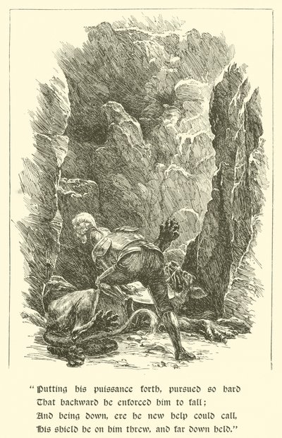 Sir Calidore, Ridder van beleefdheid, Beest met duizend tongen door Arthur George Walker