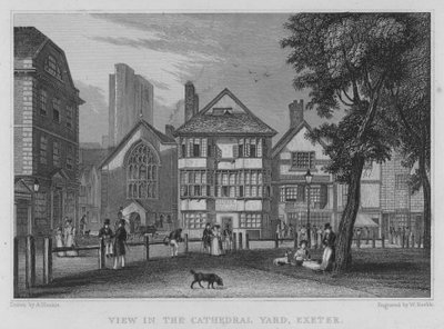 Uitzicht op de Kathedraalhof, Exeter door Arthur Glennie